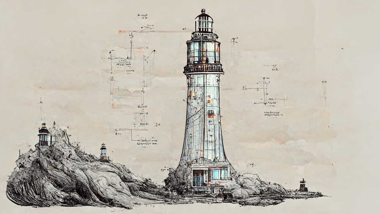 Photo & Art Print hand drawn watercolor lighthouse illustrstion