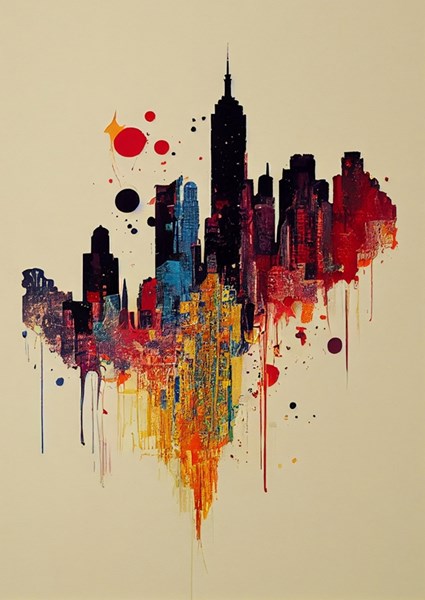 New York bei Nacht Poster von Immersive Art | Printler