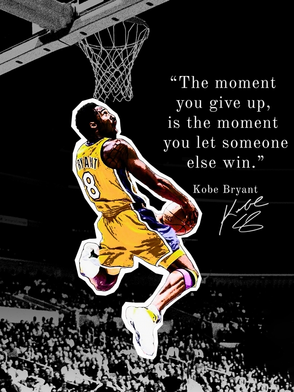 Kobe Bryant Poster Inspirational Wall Art 04 Mamba Mentality Quote ...