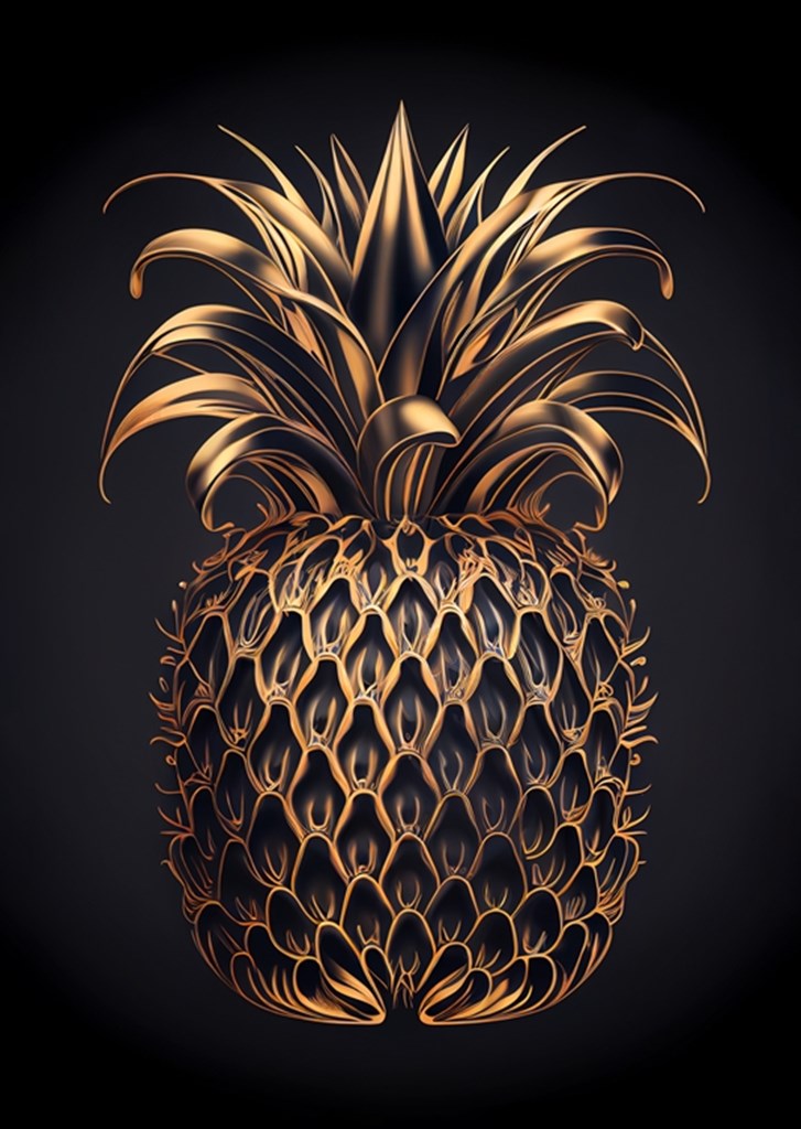 Goldene Ananas - schwarz Poster von Gabriel Alenius | Printler | Bilder