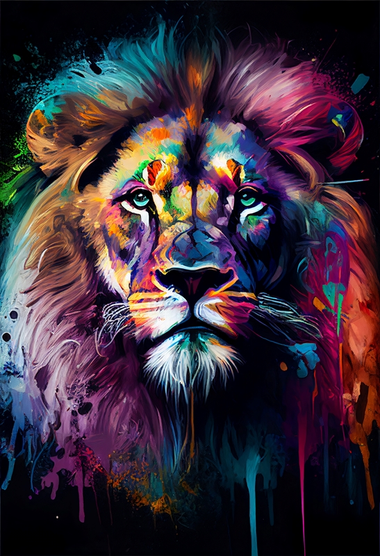 Colorful deals lion painting