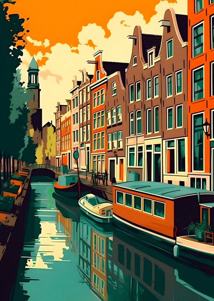 Amsterdam Illustration Poster affiches et impressions par RetroX