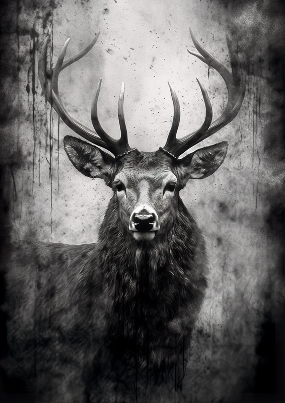 Cerf Noir Blanc affiches et impressions par Robert Brinkmann