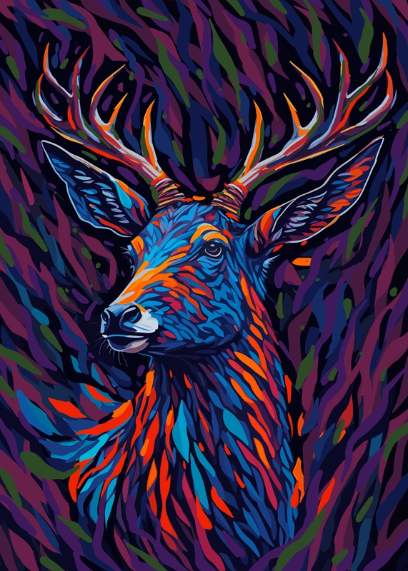 Abstract deer pop art posters prints by Sahruddin Said