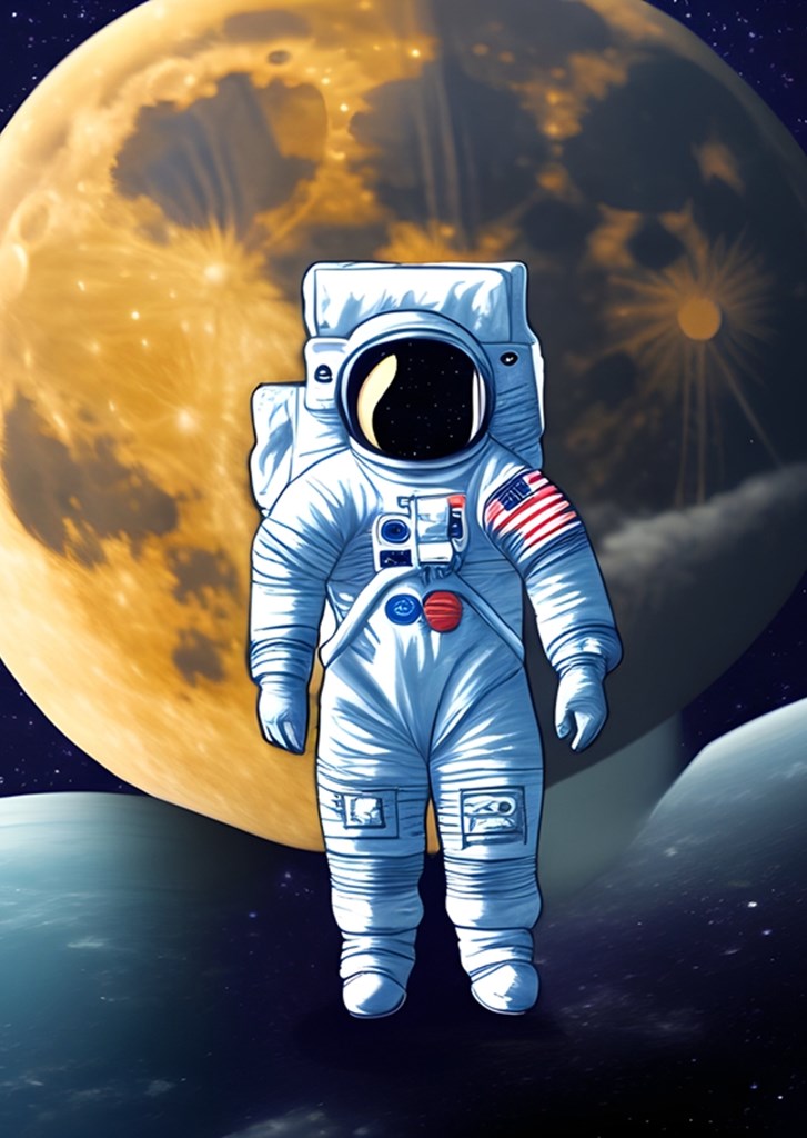 auf Mond Ronn Printler dem Astronaut von Weltall | Poster Max