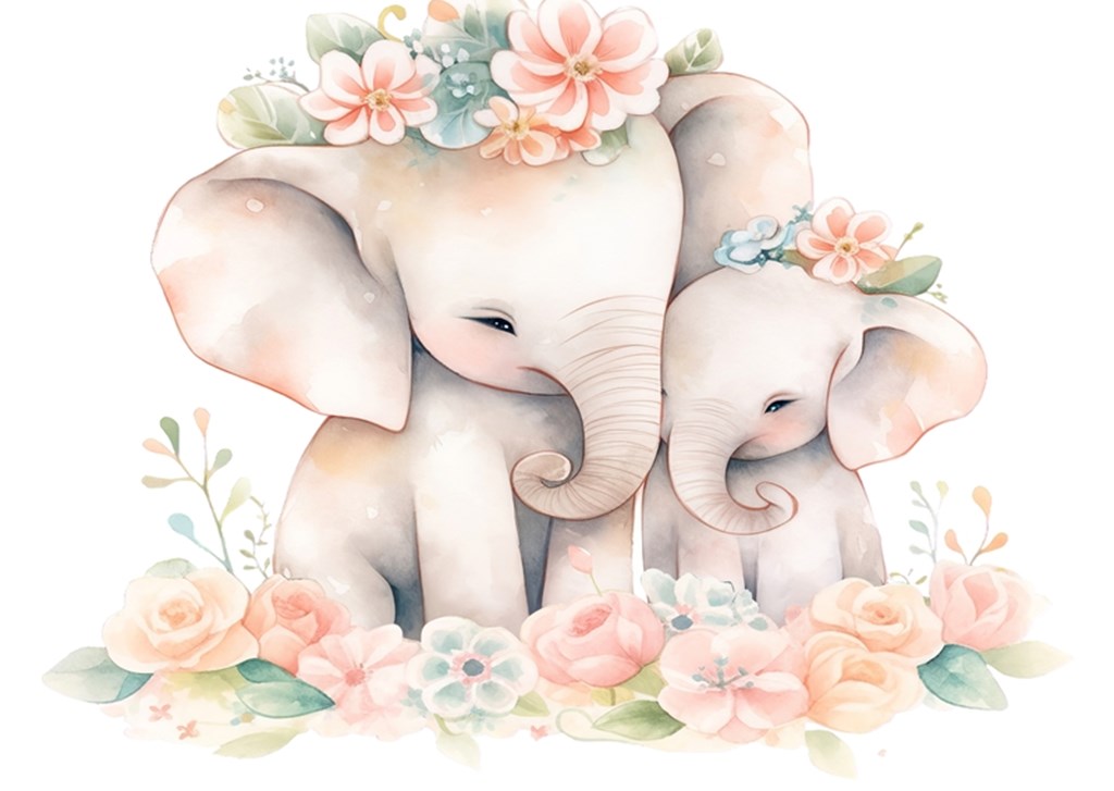 2 Elefanten Niedlich | mit Blume K Phillip Printler Poster von