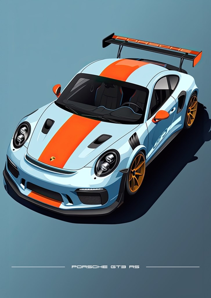 Porsche 911 GT3 RS Gulf affiches et impressions par Remigius Wloczkowski -  Printler