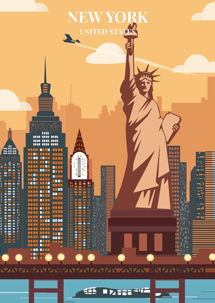 Landschaft von New York City Poster von One Years Studio | Printler