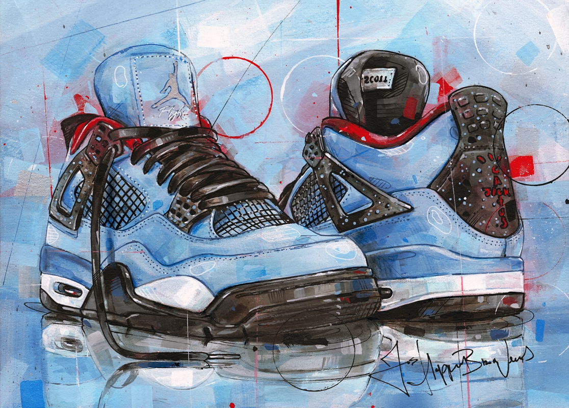 Nike Air Jordan 4 Lackierung Poster von Jos Hoppenbrouwers Printler