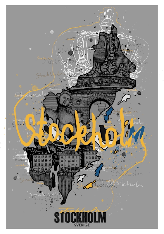 Stockholm - Framed poster, Comes in 2 different sizes, Black or White sold frame, Hanging hardware included, Sweden, Sverige